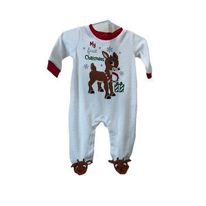 Rudolph The Red Nose Reindeer My First Christmas 3M Sleeper One Piece New